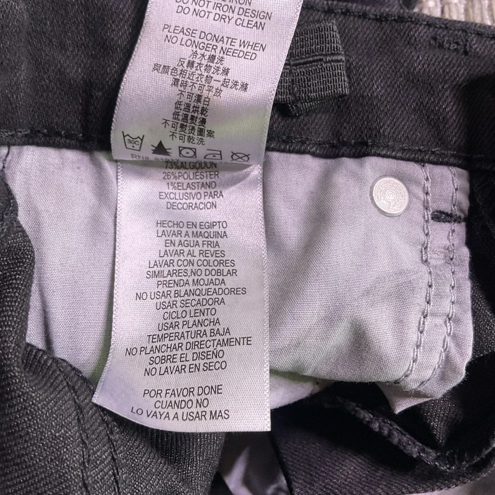 Levis 511 Slim Kids Jeans Black Adjustable Waist Stretch Denim Size 7 Regular